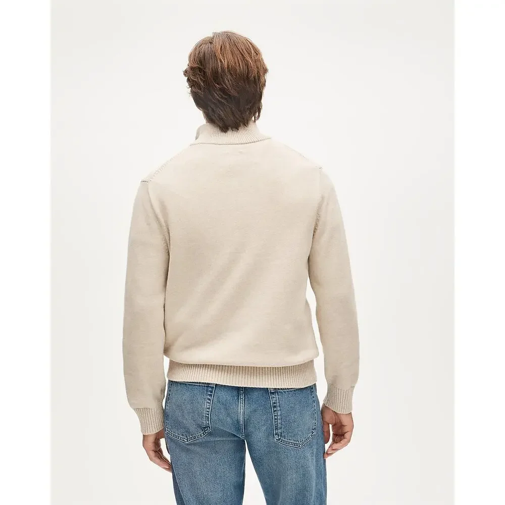 J. Crew Men's Heritage Cotton Quarter-Zip Sweater Knit Heather Sand Size M NWT